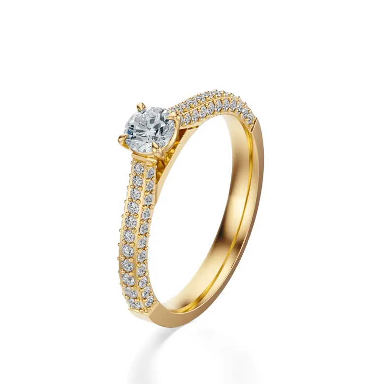 Pierścionek zaręczynowy złoty z diamentami